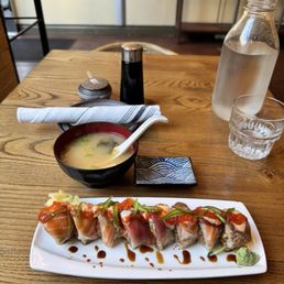 Miso Soup and Flame Roll