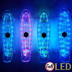 Cali Strong - The CALI Strong LED Light Clear Penny Skateboard Style with LED Light Wheels brings the retro back with a 22" plastic mini cruiser.