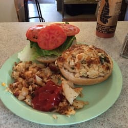 Bay Breeze Cafe at Larsen's Marina - OMG how amazing is my crabcake! I added home fries instead of reg fries bc they are so good here!!!!