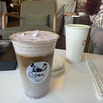 Cora’s - Ube and coconut latter and Early Grey tea - Cafes Near Me - Warren, Rhode Island