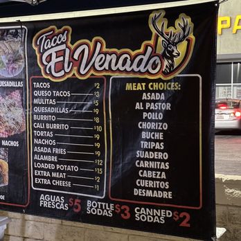 Tacos El Venado - Menu - August 2023 - Food Trucks Near Me - Los Angeles, California Tacos El Venado - Menu - August 2023 - Food Trucks Near Me - Los Angeles, California