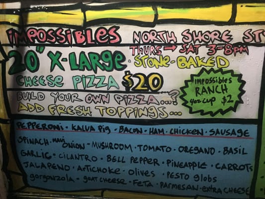 Menu photo 5 Impossibles Pizza Haleiwa, HI Menu photo 5 Impossibles Pizza Haleiwa, HI