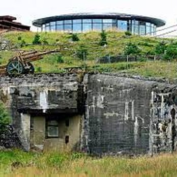 Fjell Fortress - Complex Entrance (Above) and Ruins Below - Historical Tours Near Me - Fjell