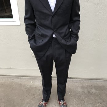 Fit & Match Elegant Custom Tailoring - suit post tailoring, note brining in the waist , hemming of pants , removing all but one of the pleat - Sewing & Alterations Near Me - Sacramento, California