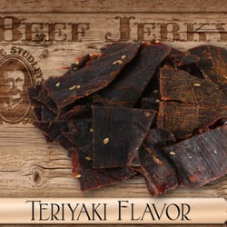 Jerky This - Orville Studley's Teriyaki Flavor Beef Jerky. Sweet and tender, sesame seeds added give our jerky a unique oriental flavor.