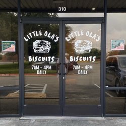 Little Ola's Biscuits - Storefront with hours (7a-4p daily)