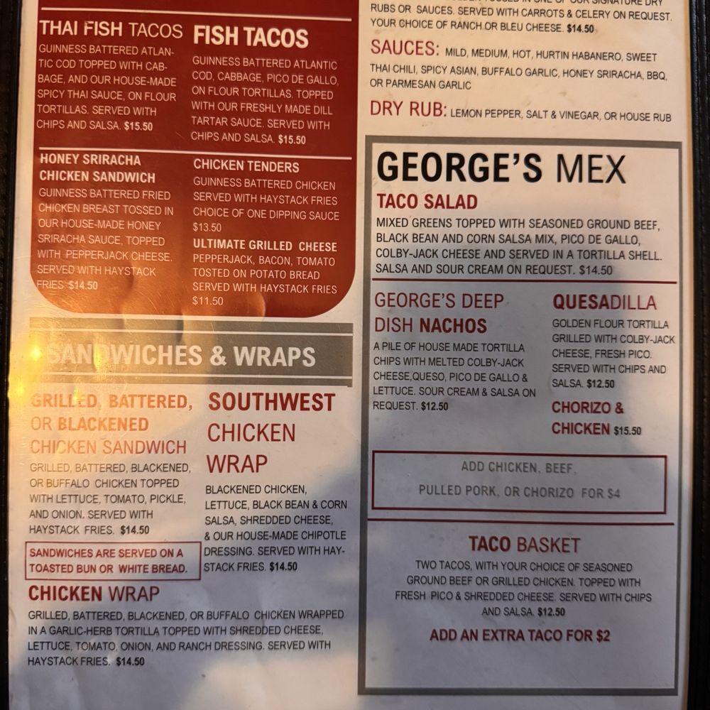 Georges Pub - Menu - Pubs Near Me - Jenks, Oklahoma
