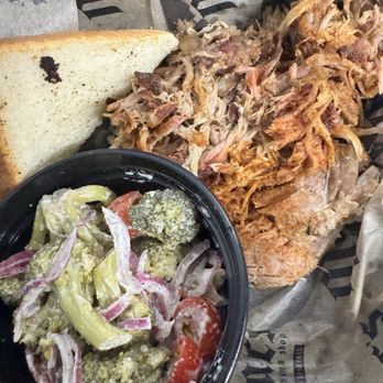 Mac's Speed Shop - Large BBQ platter with "cucumber and tomato" salad - Barbeque Near Me - Charlotte, North Carolina Mac's Speed Shop - Large BBQ platter with "cucumber and tomato" salad - Barbeque Near Me - Charlotte, North Carolina