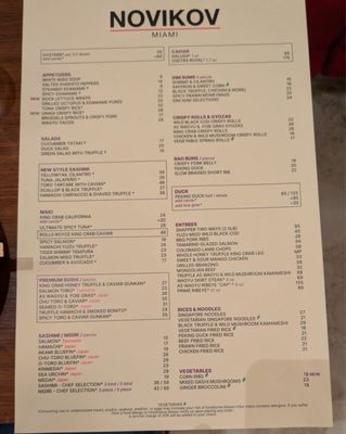 Menu photo 3 Novikov Miami Miami, FL Menu photo 3 Novikov Miami Miami, FL