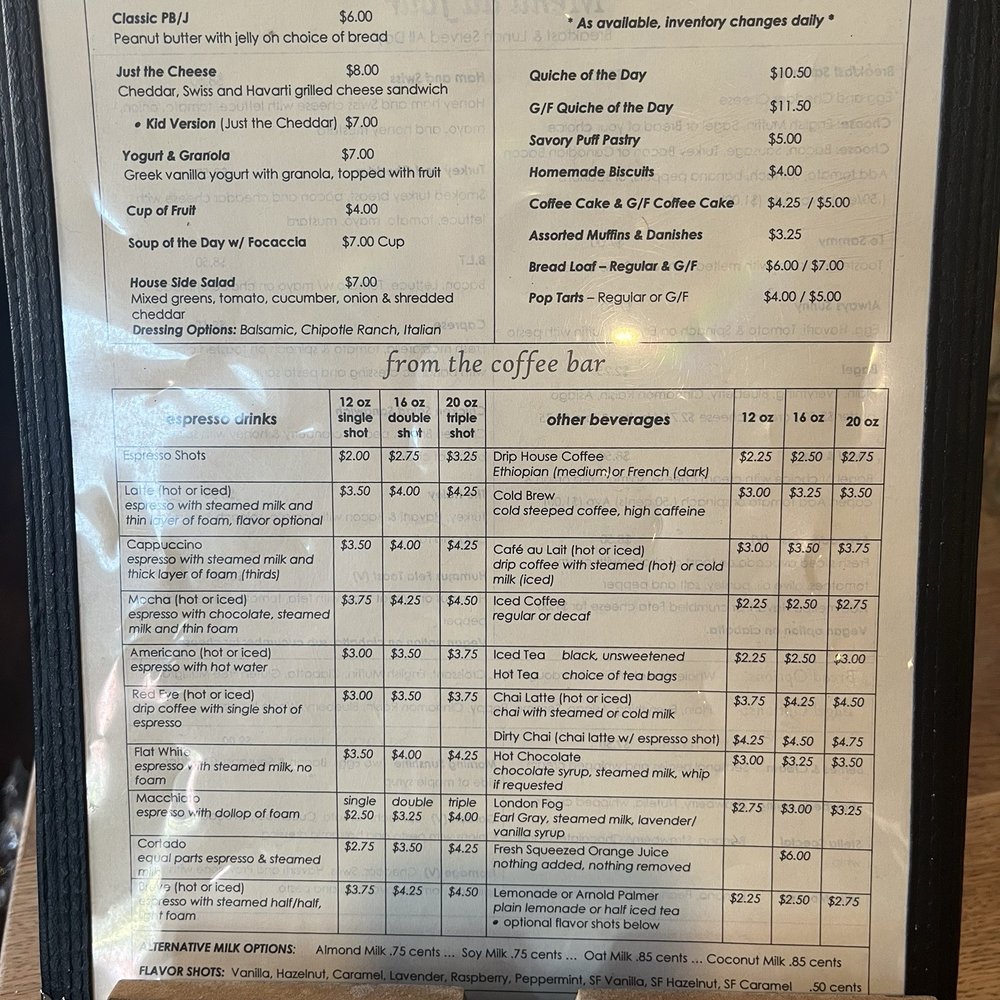 Old Mill Cafe - Printed bakery, coffee bar selections and other menu items. - Coffee & Tea Near Me - Ellicott City, Maryland