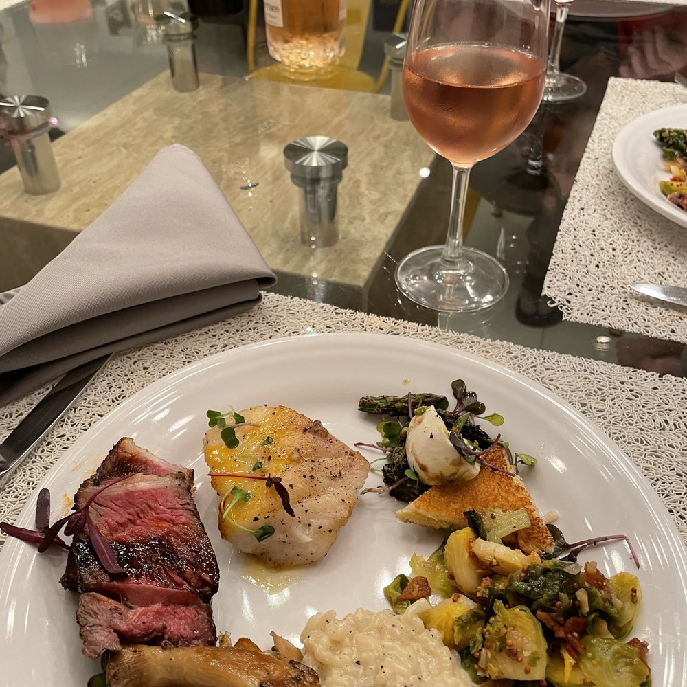 Your Sous Chef - burrata & brioche toast; sea bass; epresso rubbed NY strip; roasted mushrooms & carmelized onions; maple bacon brussels; truffle risotto - Personal Chefs Near Me Your Sous Chef - burrata & brioche toast; sea bass; epresso rubbed NY strip; roasted mushrooms & carmelized onions; maple bacon brussels; truffle risotto - Personal Chefs Near Me