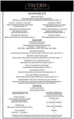 Menu photo 1 Tavern No. 9 Eufaula, OK