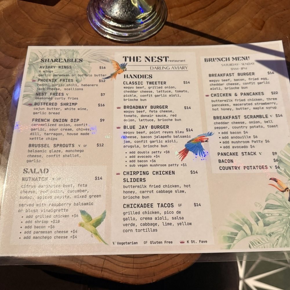 Darling Aviary - Food menu - Bars Near Me - Sacramento, California