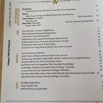 Husk - My husband made our reservation and mentioned it was my birthday and they made a custom menu to celebrate it - American Near Me - Charleston, South Carolina