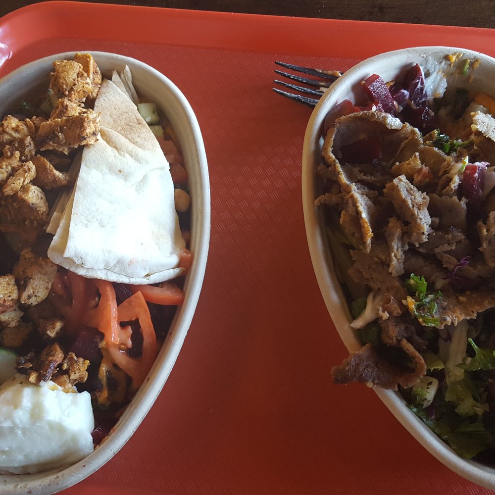 Pita Bistro - Build your own bowls. The left is with chicken and pita bread. - Mediterranean Near Me - Phoenix, Arizona Pita Bistro - Build your own bowls. The left is with chicken and pita bread. - Mediterranean Near Me - Phoenix, Arizona
