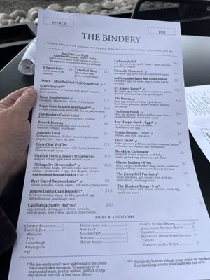 Menu photo 1 The Bindery Denver, CO