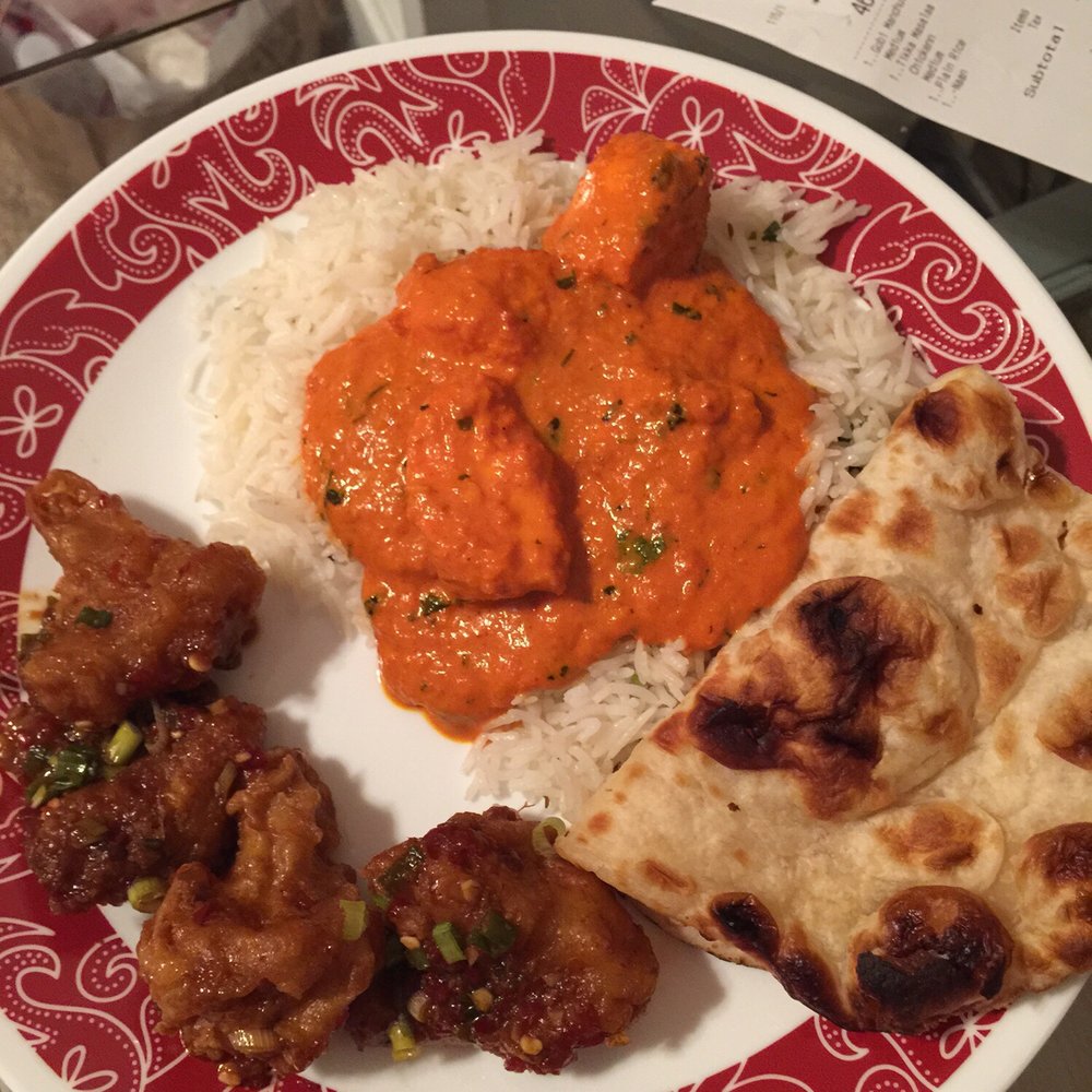 Koyla - Chicken Tikki Masala over rice, Gobi manchurian and Naan - Indian Near Me - Allen, Texas Koyla - Chicken Tikki Masala over rice, Gobi manchurian and Naan - Indian Near Me - Allen, Texas