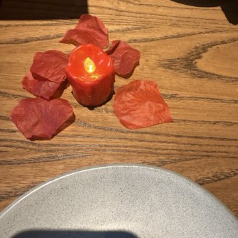 Outback Steakhouse - Decorations on table since it's the day after Valentines Day! - Steakhouses Near Me - Centerville, Ohio