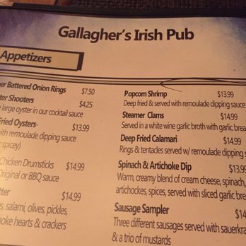 Gallagher's - Menus options - Irish Near Me - Eureka, California