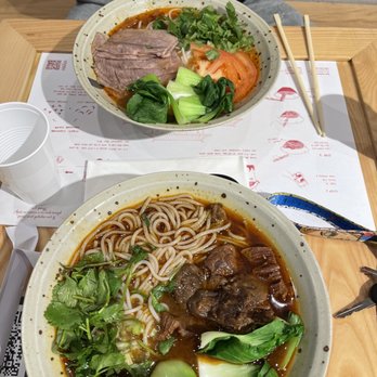 Mian - (Top) Tomato & Beef Stew noodles (Bottom) Spicy Beef noodles - Noodles Near Me - Artesia, California Mian - (Top) Tomato & Beef Stew noodles (Bottom) Spicy Beef noodles - Noodles Near Me - Artesia, California