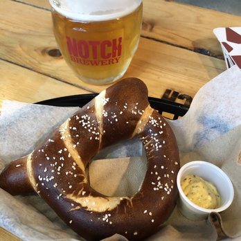 Notch Brewing - Czech Pils ($7) and Soft pretzel ($5) - Breweries Near Me - Salem, Massachusetts Notch Brewing - Czech Pils ($7) and Soft pretzel ($5) - Breweries Near Me - Salem, Massachusetts