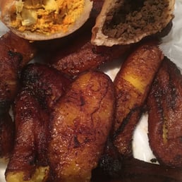 Chicken, beef empanadas & fried plantains Chicken, beef empanadas & fried plantains