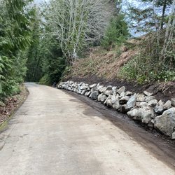 Rain Coast Earthworks - 250ft X 4ft Blast Rock Retaining Wall, Cowichan Bay.