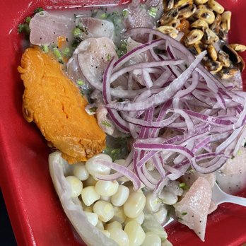 El Rinconcito De Lima - All the fixings on my ceviche, including sweet potato - Peruvian Near Me - Jacksonville, Florida