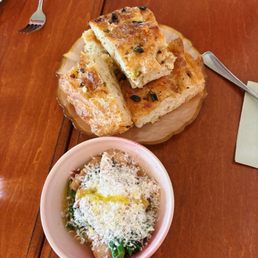 Lemony beans and focaccia