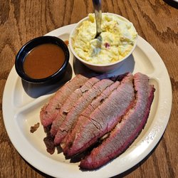 Splendora Cafe & BBQ - Sliced brisket, potato salad