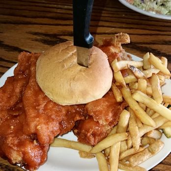 Hoak's Restaurant - The original chicken sandwich with fries and a side pickle - Seafood Near Me - Hamburg, New York