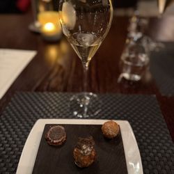 Amuse Bouches - arancini ball on the right