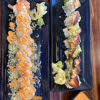 Sky Sushi - (Left) RBV roll (Right) Dragon roll - Sushi Bars Near Me - Vista, California Sky Sushi - (Left) RBV roll (Right) Dragon roll - Sushi Bars Near Me - Vista, California