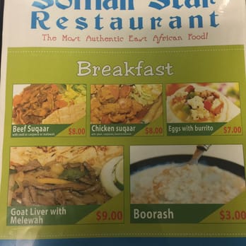 Somali Star - a menu for a restaurant - Somali Near Me - Willmar, Minnesota
