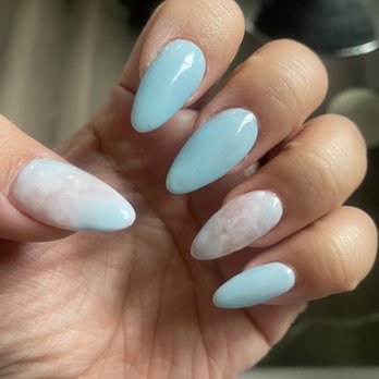 Shine Nail Art - My favorite shade of blue! Shelly did great with the marble design! - Nail Salons Near Me - Buena Park, California Shine Nail Art - My favorite shade of blue! Shelly did great with the marble design! - Nail Salons Near Me - Buena Park, California