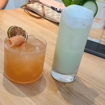 Bar Botanico - 2 Bartender's Choice drinks - left was tequila, grapefruit based, right was coconut milk, aloe, not sure what kind of alcohol! - Cocktail Bars Near Me - Pittsburgh, Pennsylvania Bar Botanico - 2 Bartender's Choice drinks - left was tequila, grapefruit based, right was coconut milk, aloe, not sure what kind of alcohol! - Cocktail Bars Near Me - Pittsburgh, Pennsylvania
