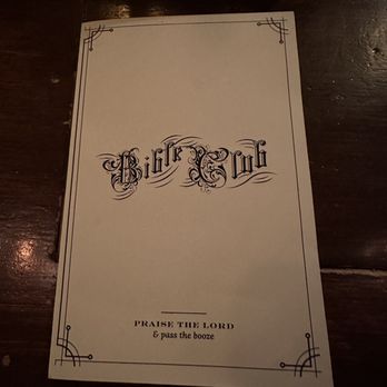 Bible Club - Menu - IG @bougiefoodieboi - Speakeasies Near Me - Portland, Oregon