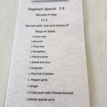 Elephant Thai Kitchen - Lunch special menu - Thai Near Me - Long Beach, California