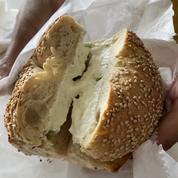 Absolute Bagels - Sesame Bagel with Scallion Cream Cheese - Bakeries Near Me - New York, New York
