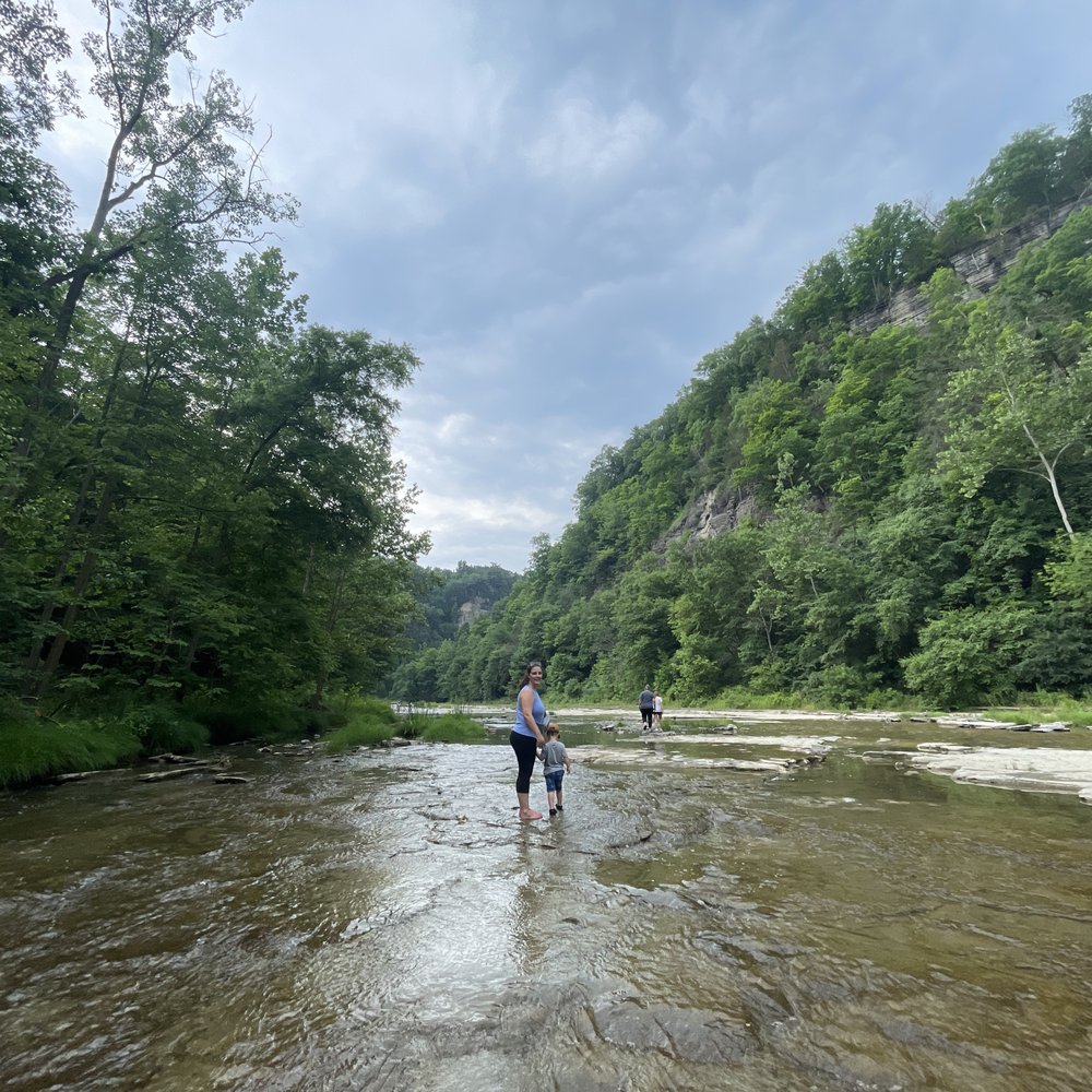 Taughannock Falls State Park - walking to the falls, off the trail in the water. - Hiking Near Me - Trumansburg, New York