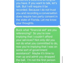 Buchanan Investigation Group - Green text Delivery appears to be blocked messaging.
