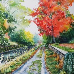 M&H Custom Framing & Gallery - Stroll by the Canal by Patricia Allingham Carlson