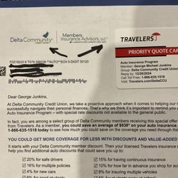 Delta Community Credit Union - My "one of an abundance" of insurance solicitations from Delta Credit Union and Junk Mail Clearinghouse.