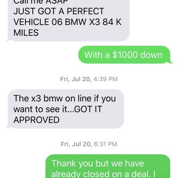 Island Auto Buyers - Me asking Jim if things would remain the same. Look at the date. Then look at the date the picture before this one has. - Car Buyers Near Me - West Babylon, New York
