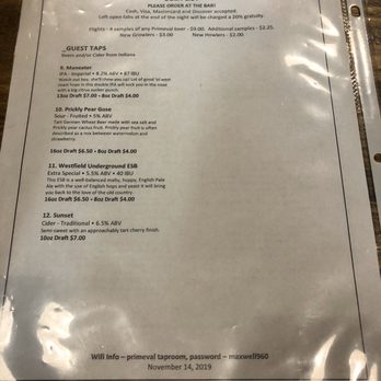 Primeval Brewing - Beer List, Part 2 (11/2019) - Breweries Near Me - Noblesville, Indiana Primeval Brewing - Beer List, Part 2 (11/2019) - Breweries Near Me - Noblesville, Indiana