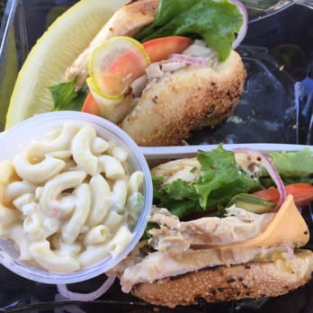 Western Bagel - Turkey on garlic bagel and Mac salad - Bagels Near Me - Northridge, California
