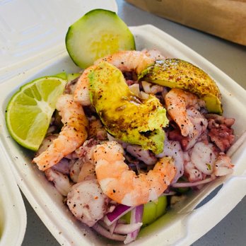 Ceviche Love - Camarones y pulpos tostada (tostadas came in a separate bag) - Seafood Near Me - Austin, Texas Ceviche Love - Camarones y pulpos tostada (tostadas came in a separate bag) - Seafood Near Me - Austin, Texas