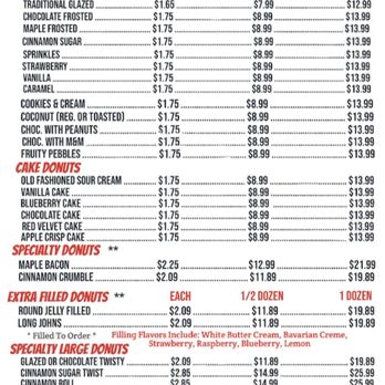 Ava’s Donuts - The price list at the time of purchase. - Donuts Near Me - Asheville, North Carolina
