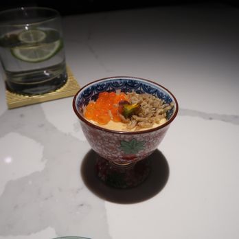 Hidden Omakase - CHAWANMUSHI (Egg custard) - Anchovies, ikura. - Sushi Bars Near Me - Houston, Texas Hidden Omakase - CHAWANMUSHI (Egg custard) - Anchovies, ikura. - Sushi Bars Near Me - Houston, Texas