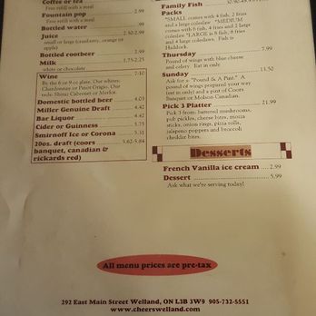 Cheers Restaurant - Last page - Fish & Chips Near Me - Welland, Ontario